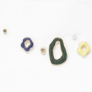 rhinestone geometric abstract earring stud set 6